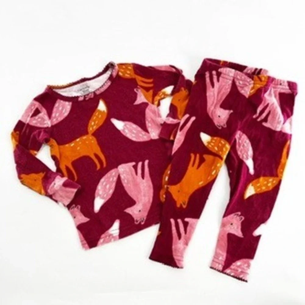 Carter's 12m Fox Pajama Set Long‎ Sleeve Top Pants Toddler Girls